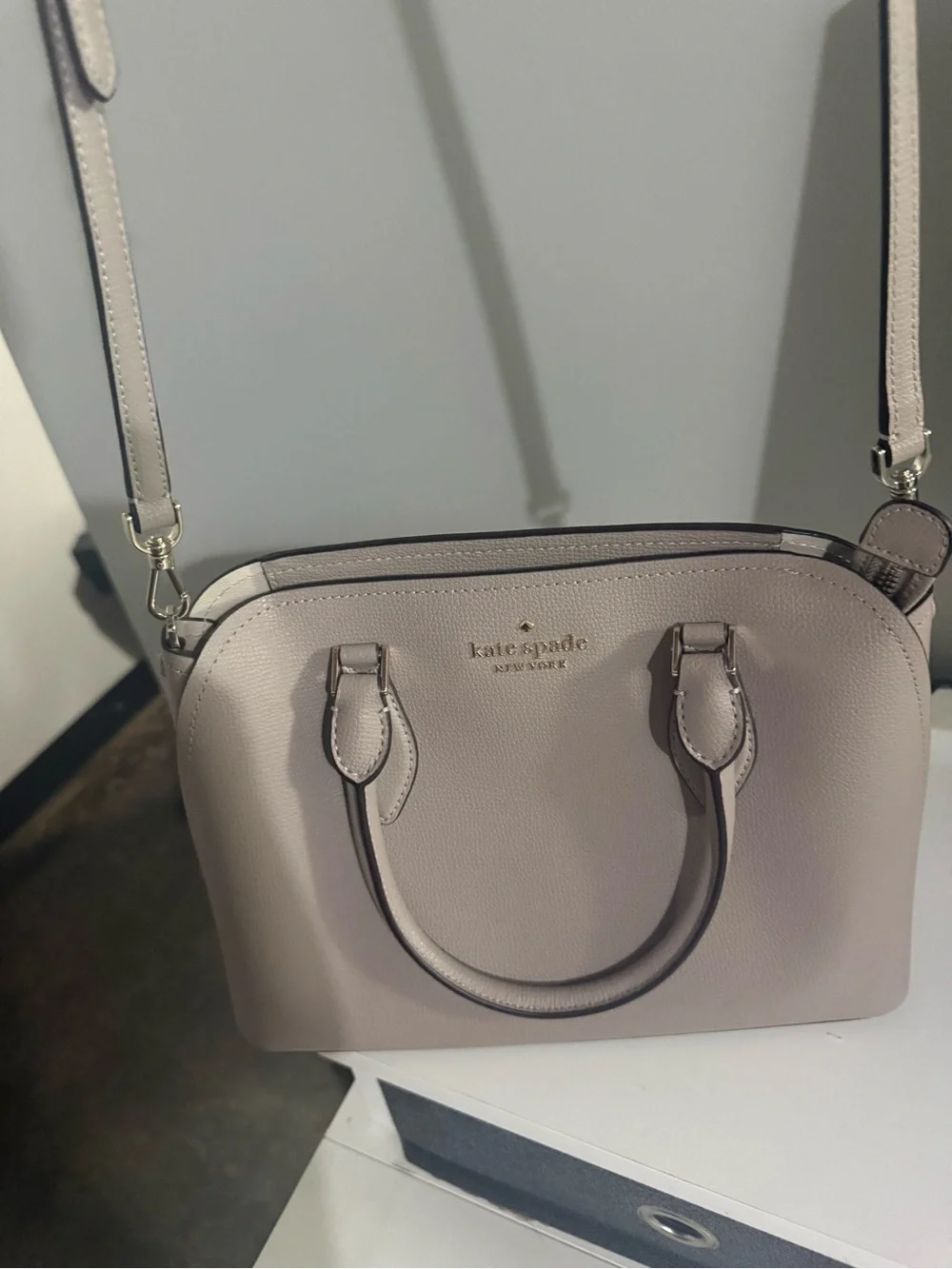 kate spade Pebbled Leather Satchel in Light Taupe